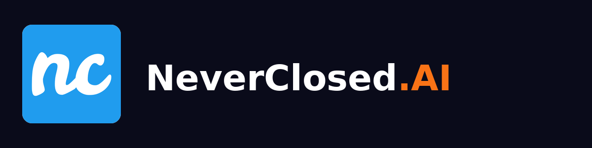 NeverClosed.AI logo horizontal on dark - large