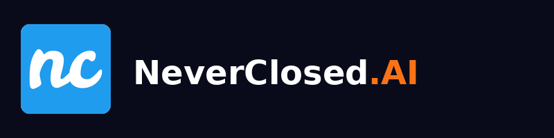 NeverClosed.AI logo horizontal on dark - medium