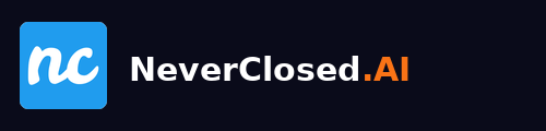 NeverClosed.AI logo horizontal on dark - small