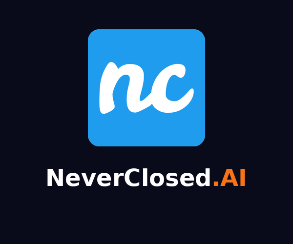 NeverClosed.AI logo stacked on dark