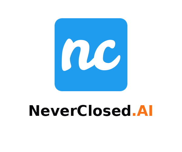 NeverClosed.AI logo stacked on white